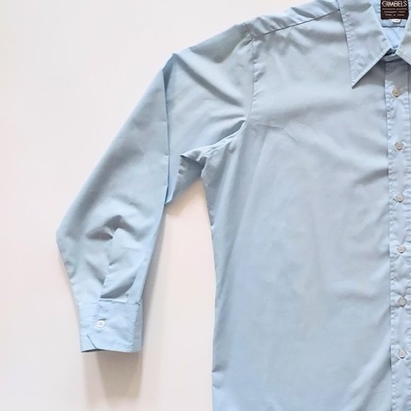 Gimbels Mens 17/34-35 Collared Button Down Shirt Blue Vintage - Picture 2 of 5